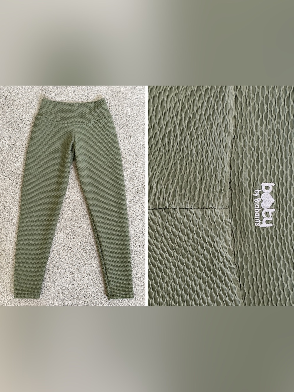 Booty by Brabants Olive Green Textured Leggings